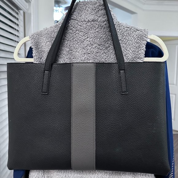 Vince Camuto Luck Tote in Black with Grey Stripe - Picture 1 of 5